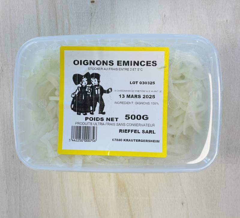 Oignons émincés frais 500G - ATF Alsace Tartes Flambées Proche Hochfelden 67