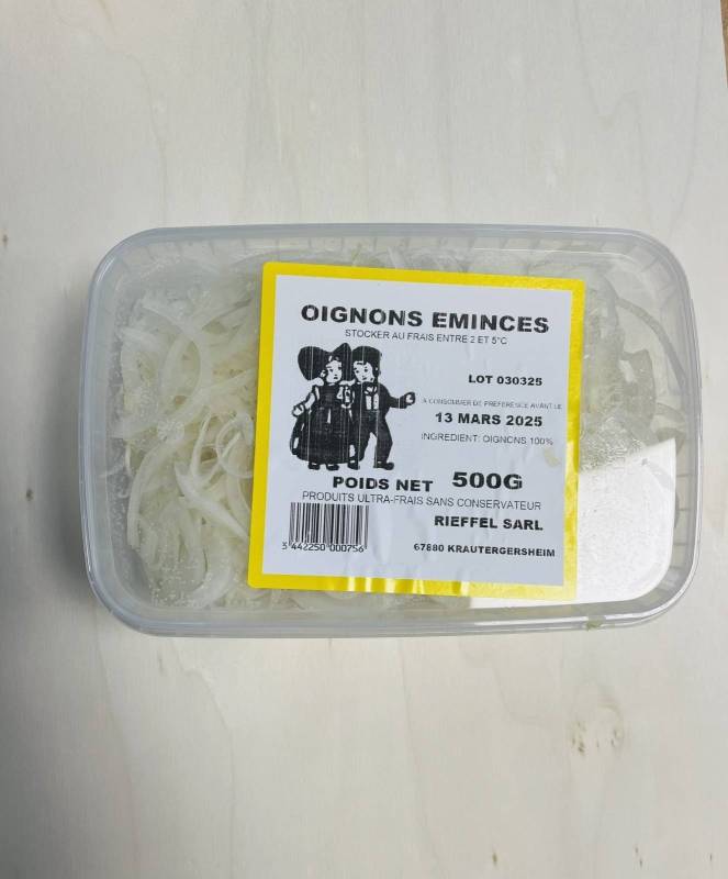 Oignons émincés frais 500g - ATF Alsace Tartes Flambées proche Hochfelden / Haguenau 67